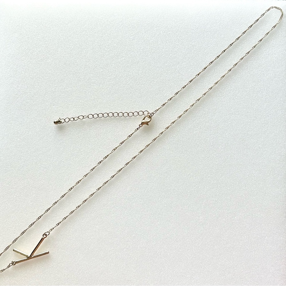 Sideways Off Centre Asymmetrical Initial K Necklace Gold Plated 24” Extender 3”